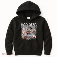 Moo Deng Cute Funny Hippo Kids Hoodie thumb 0