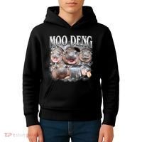 Moo Deng Cute Funny Hippo Kids Hoodie thumb 4