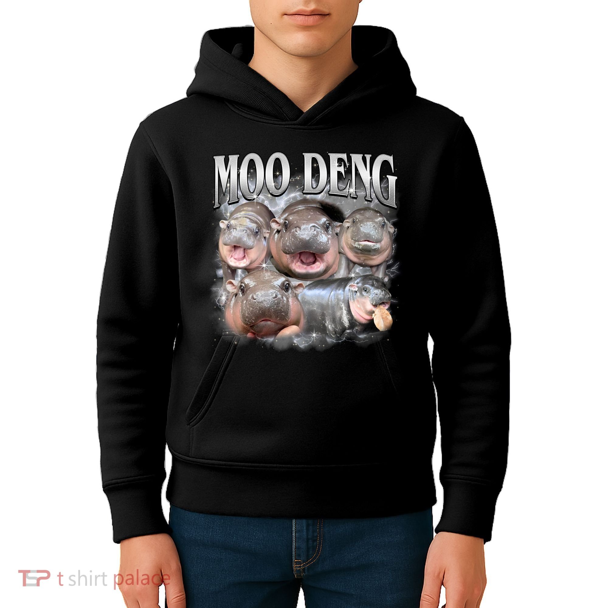 Moo Deng Cute Funny Hippo Kids Hoodie