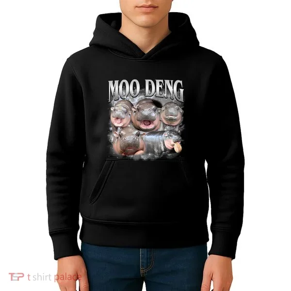 Moo Deng Cute Funny Hippo Kids Hoodie