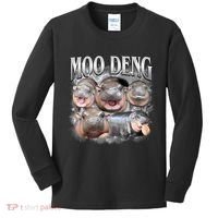 Moo Deng Cute Funny Hippo Kids Long Sleeve Shirt thumb 0