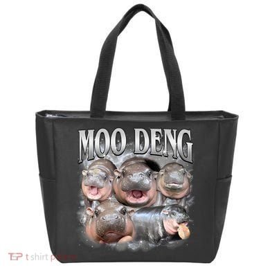 Moo Deng Cute Funny Hippo Tote Bag