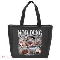 Moo Deng Cute Funny Hippo Tote Bag thumb 0
