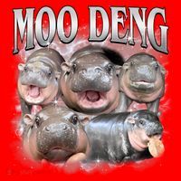 Moo Deng Cute Funny Hippo Santa Hat thumb 1