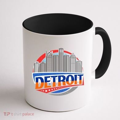 Modern Detroit City Scape Coffee Mug back