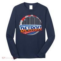 Modern Detroit City Scape Long Sleeve Shirt thumb 0