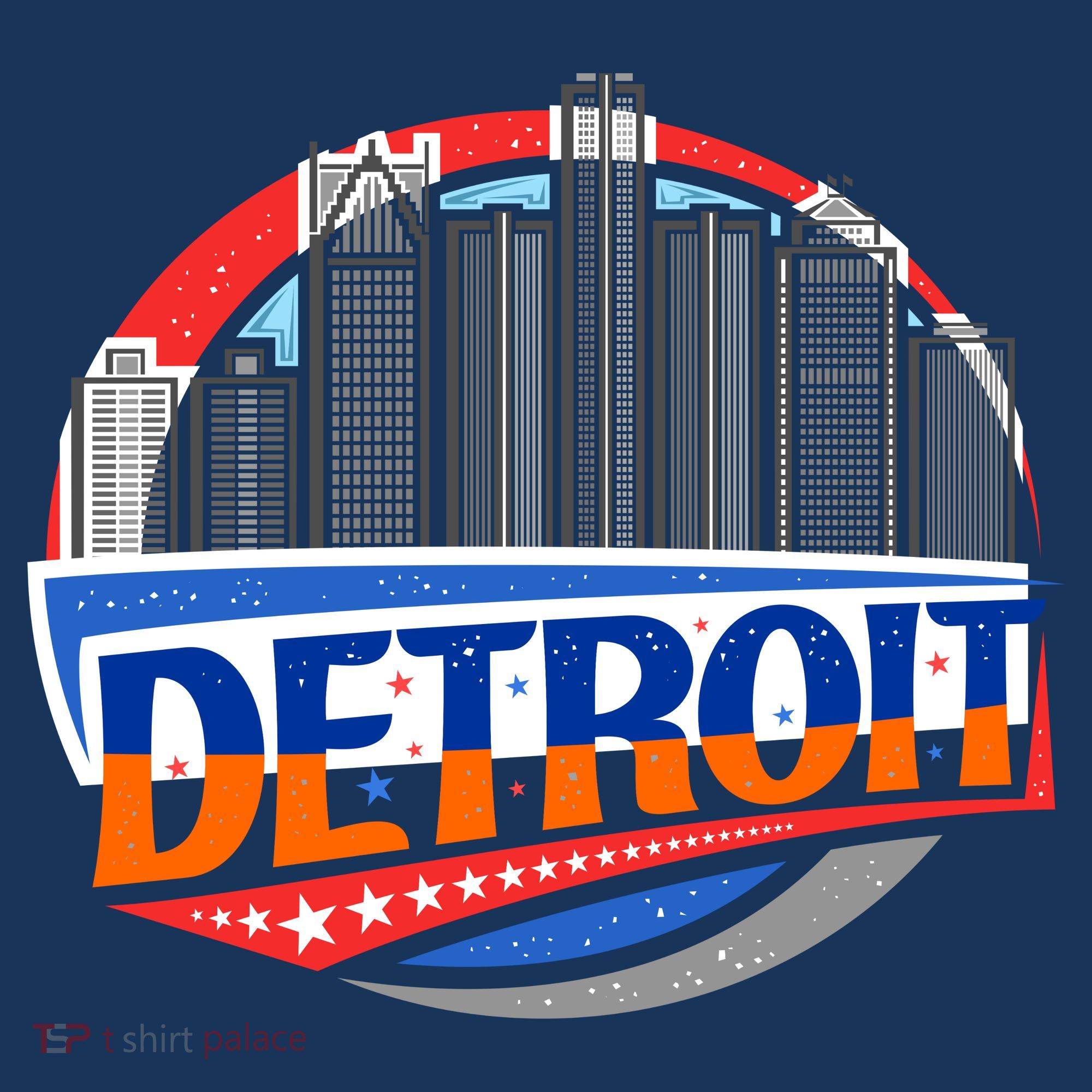 Modern Detroit City Scape Button