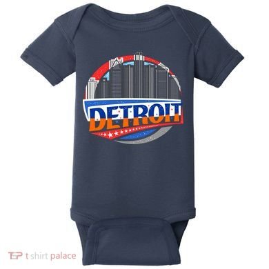 Modern Detroit City Scape Baby Bodysuit