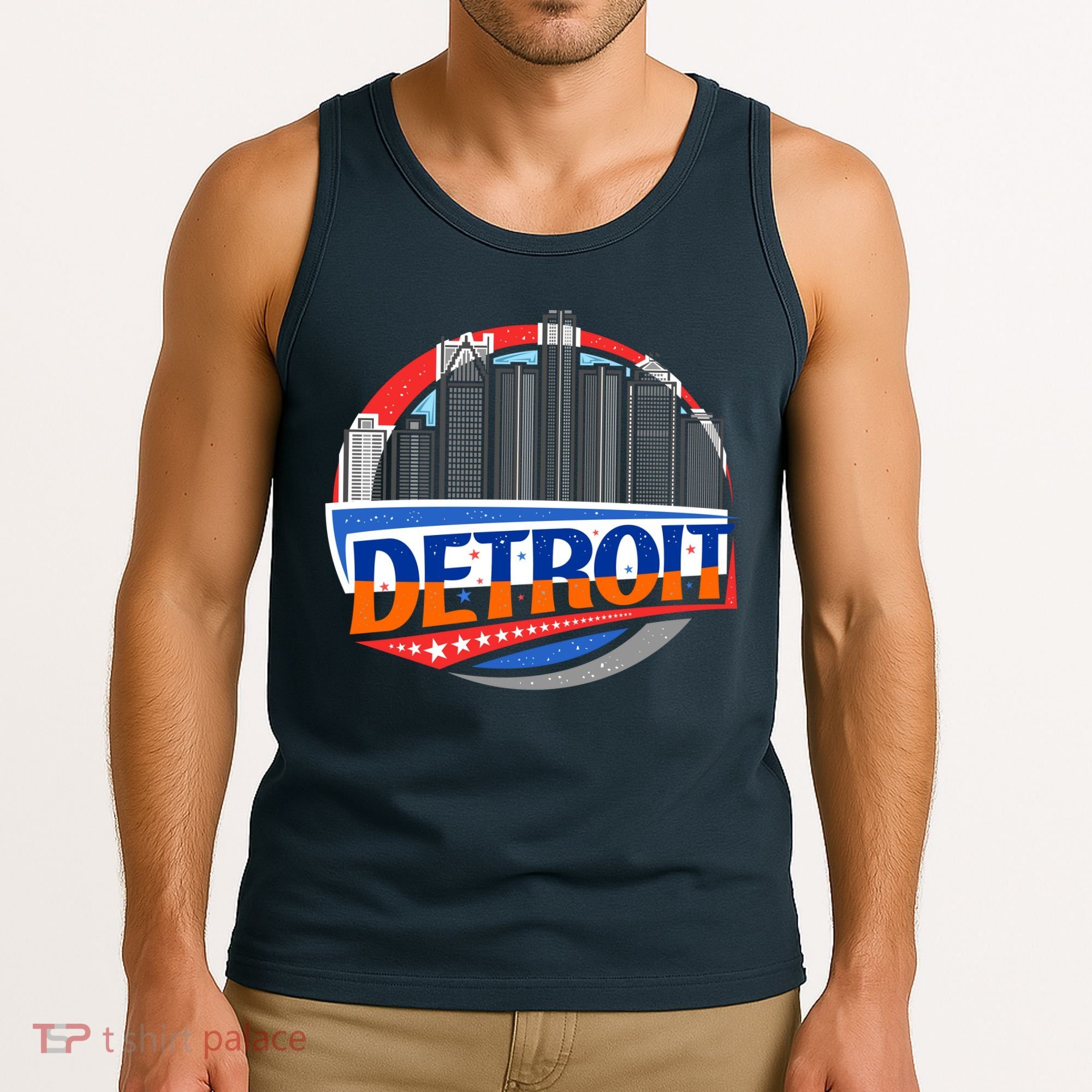 Modern Detroit City Scape Tank Top