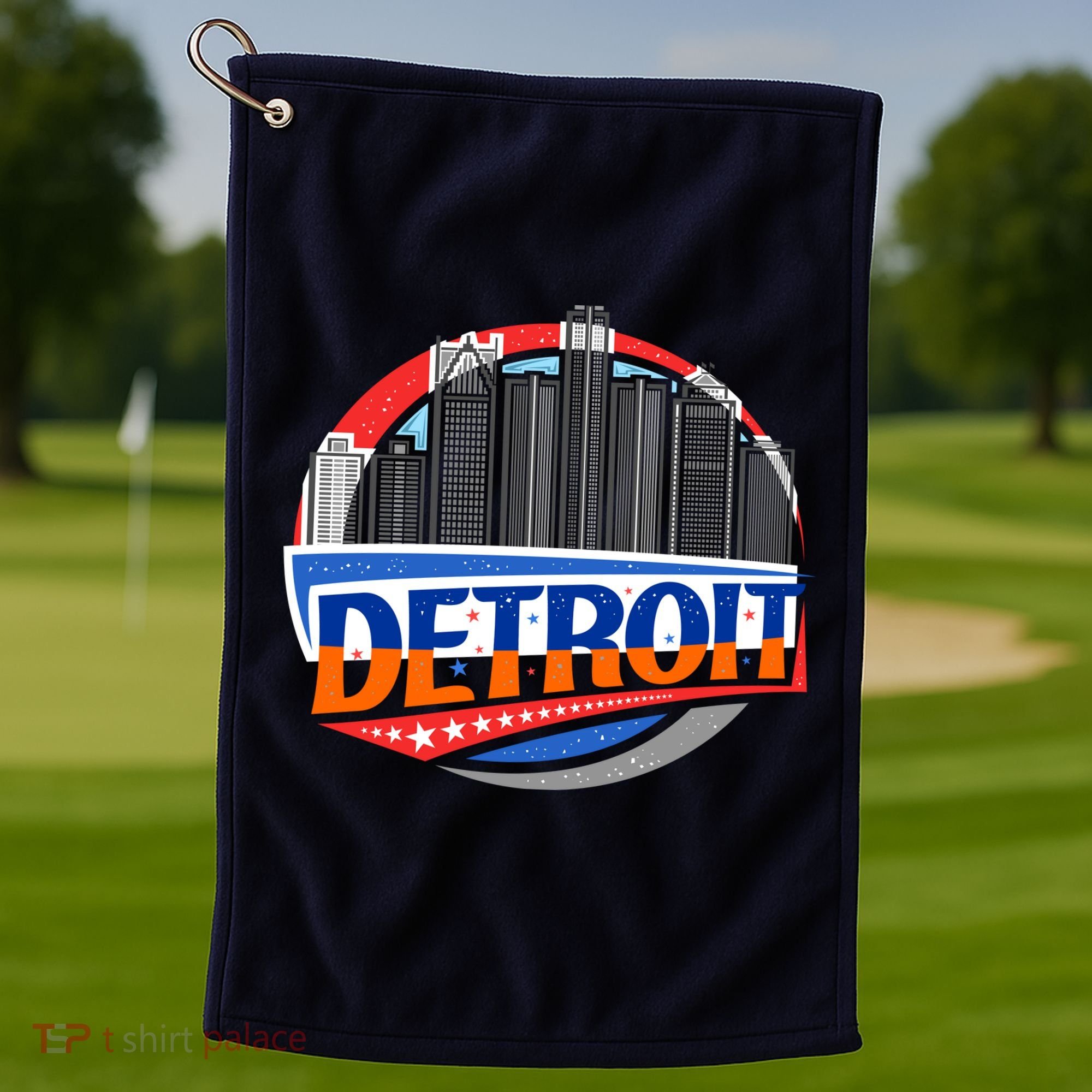 Modern Detroit City Scape Golf Towel