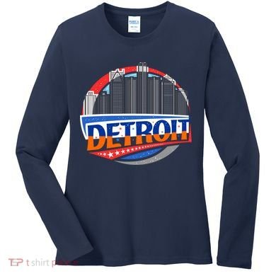 Modern Detroit City Scape Women's Long Sleeve Shirt