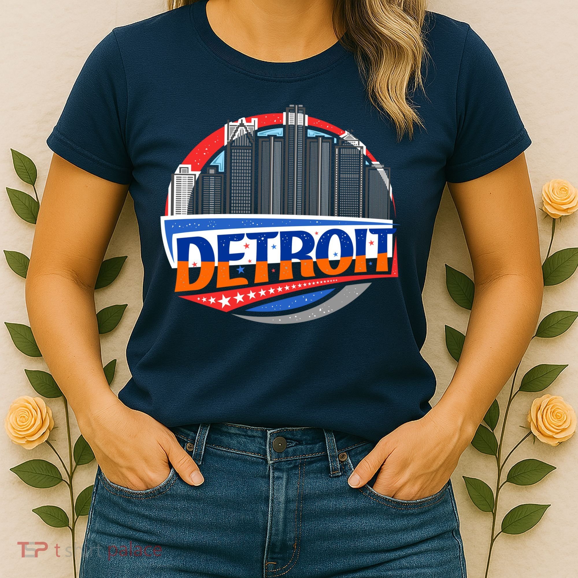 Modern Detroit City Scape Women's T-Shirt