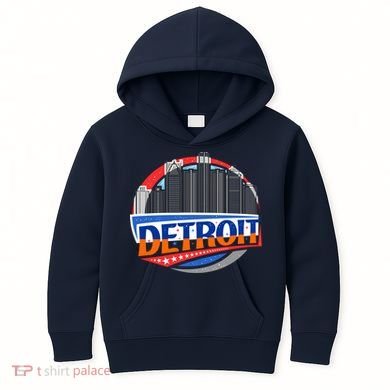 Modern Detroit City Scape Kids Hoodie