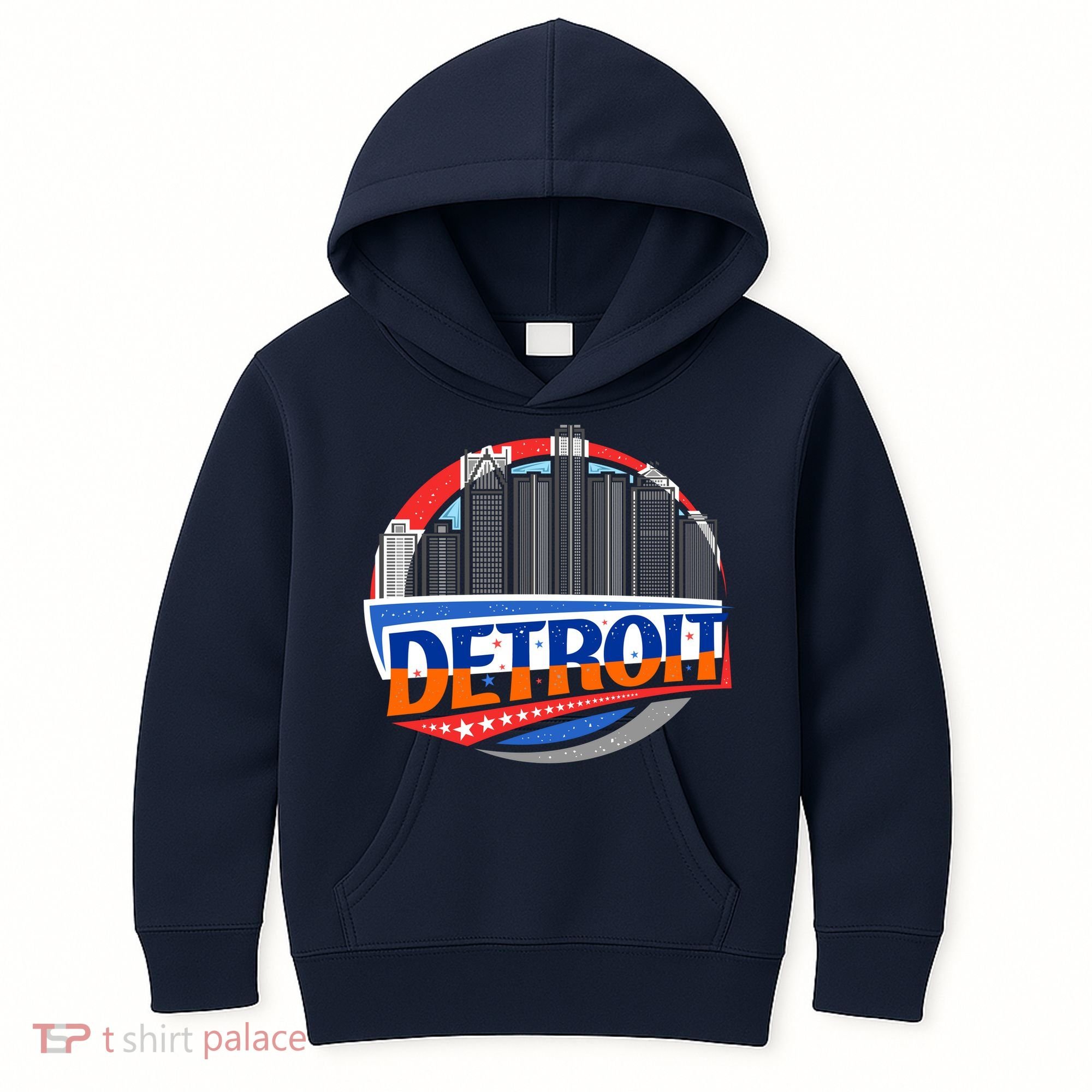 Modern Detroit City Scape Kids Hoodie