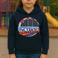 Modern Detroit City Scape Kids Hoodie thumb 3
