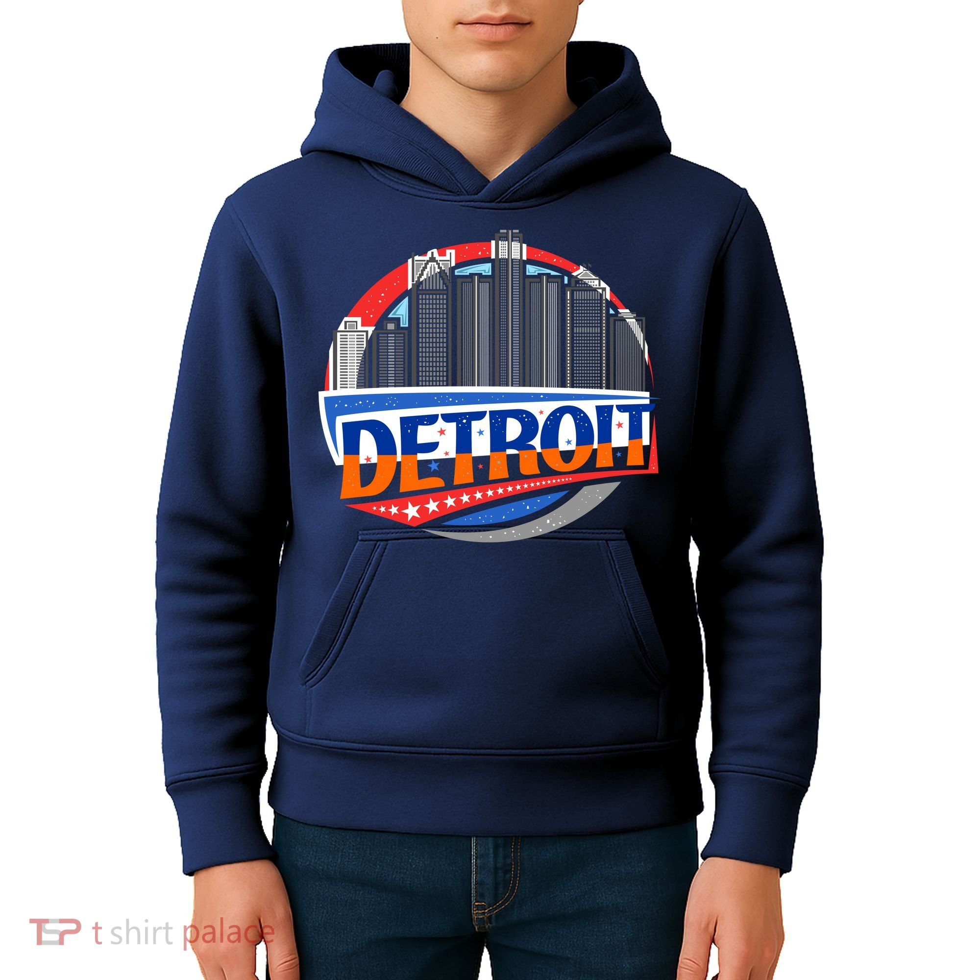 Modern Detroit City Scape Kids Hoodie