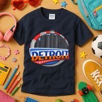 Modern Detroit City Scape Kids T-Shirt thumb 3