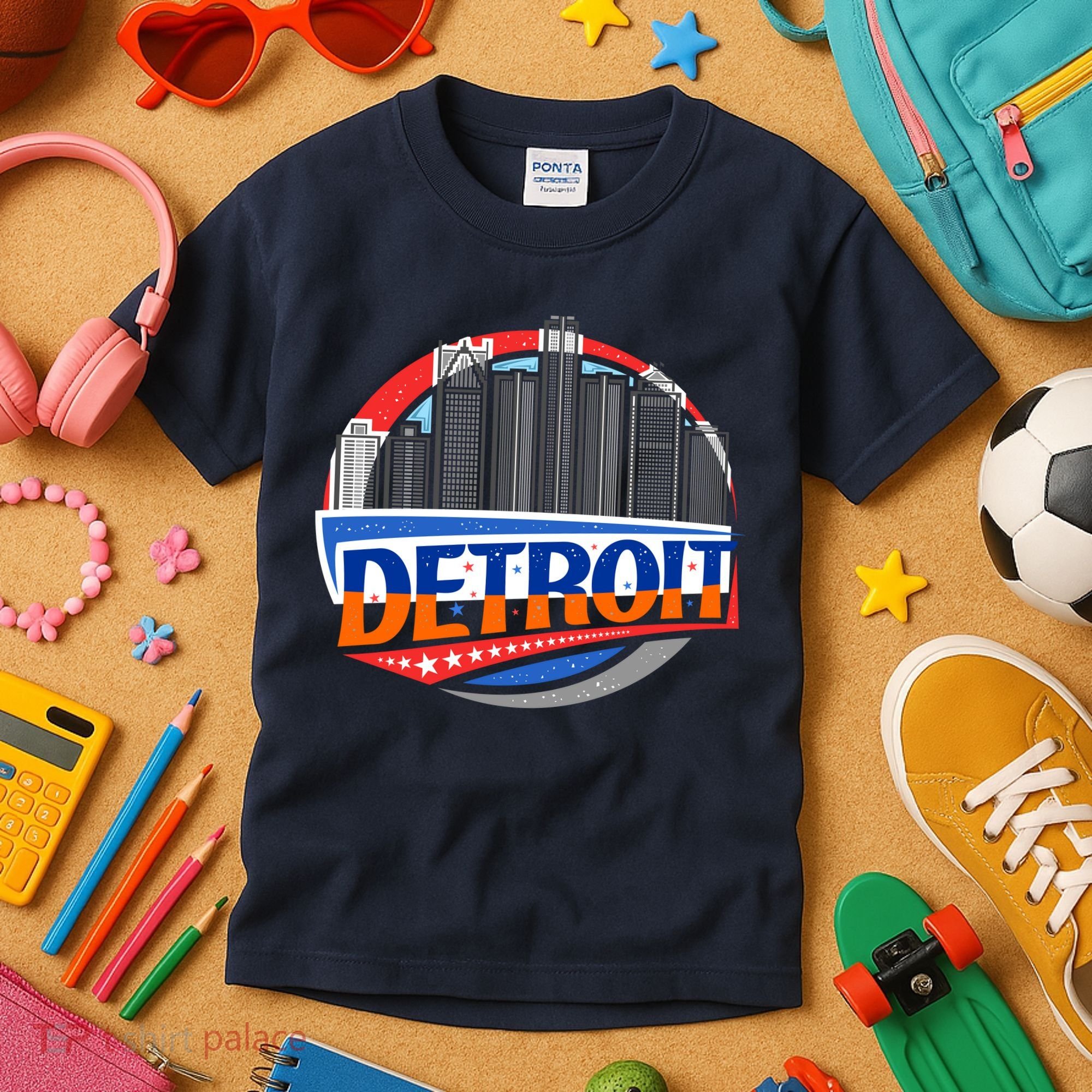Modern Detroit City Scape Kids T-Shirt