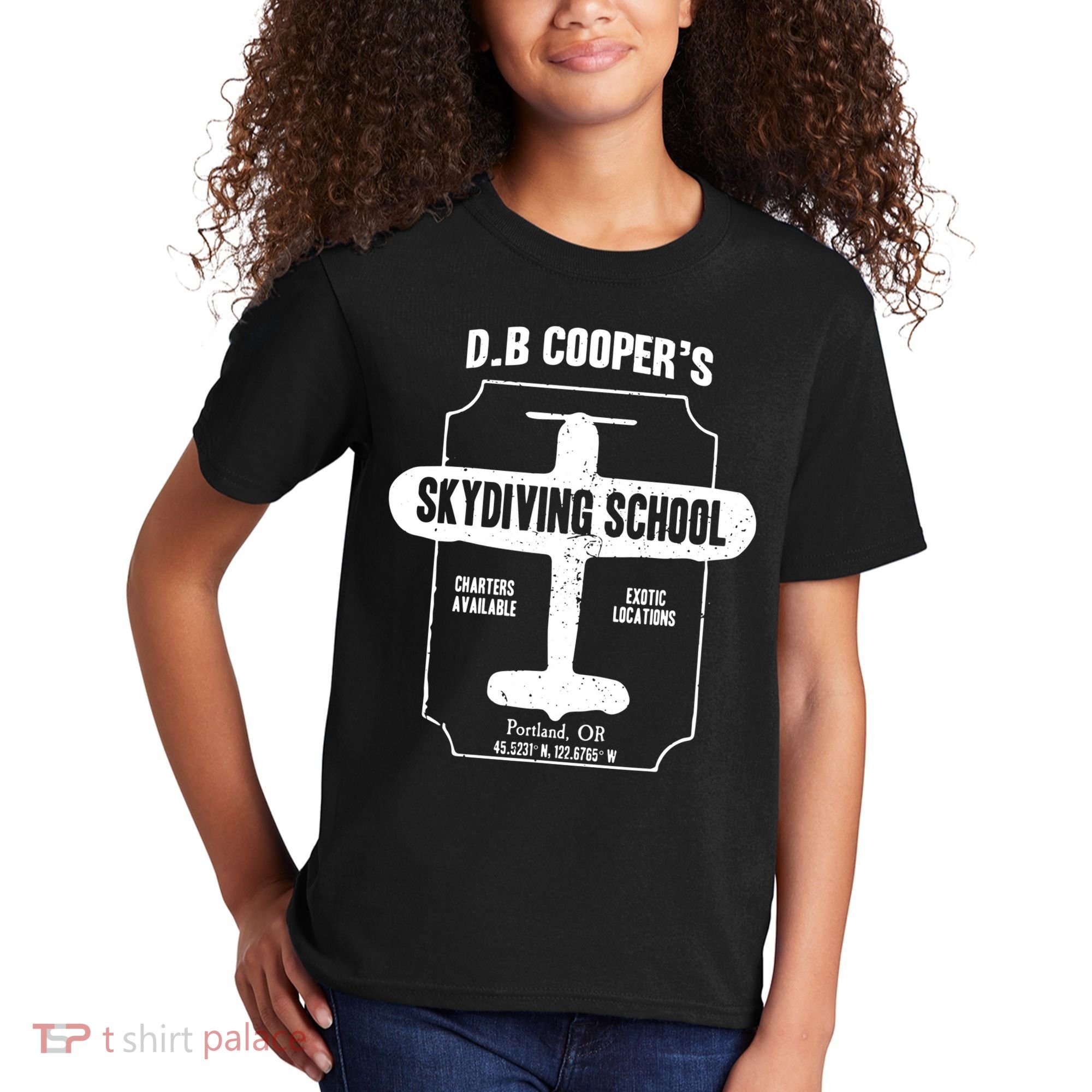 Men D.B. Cooper Skydiving School Kids T-Shirt