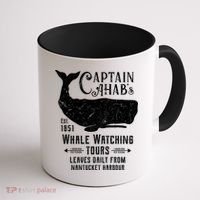 Moby Dick Captain Ahab Whale Watching Funny Sperm Whales Gift Coffee Mug thumb 1