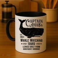 Moby Dick Captain Ahab Whale Watching Funny Sperm Whales Gift Coffee Mug thumb 4