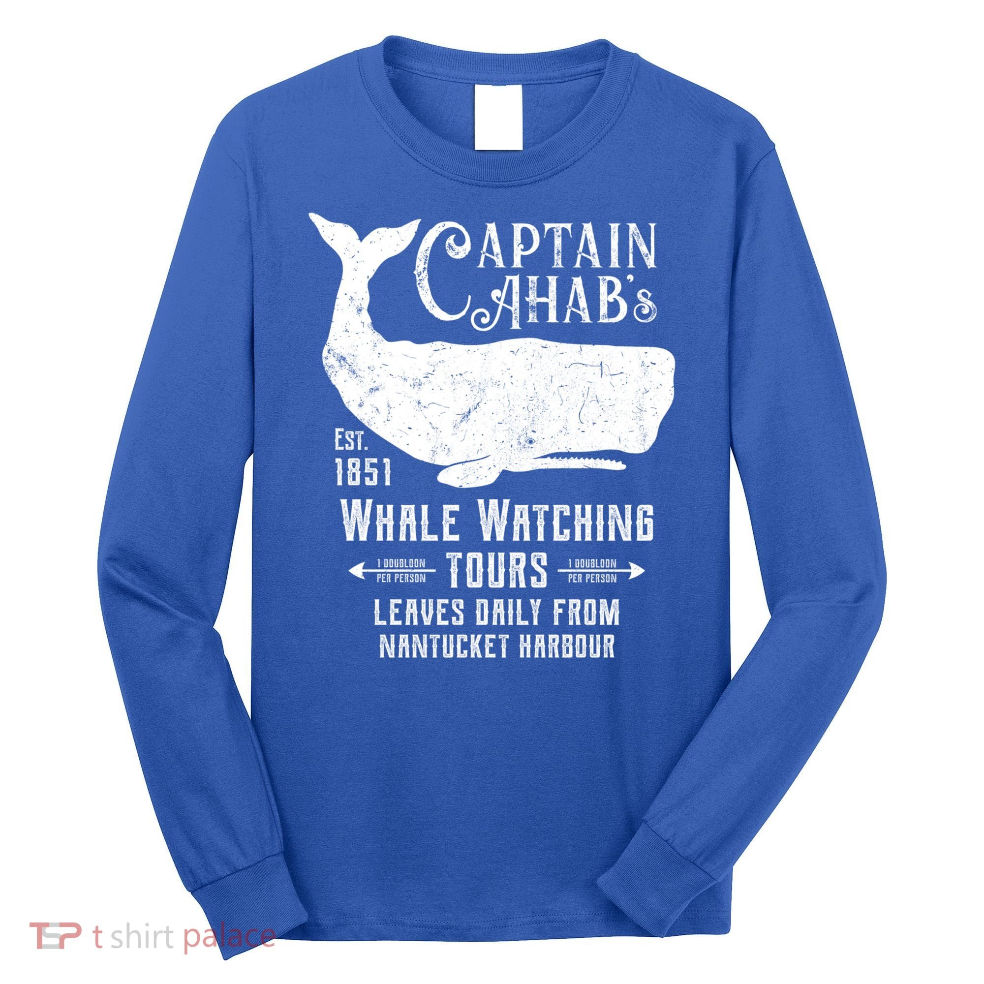 Moby Dick Captain Ahab Whale Watching Funny Sperm Whales Gift Long Sleeve Shirt