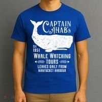 Moby Dick Captain Ahab Whale Watching Funny Sperm Whales Gift T-Shirt thumb 3