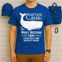 Moby Dick Captain Ahab Whale Watching Funny Sperm Whales Gift T-Shirt thumb 6