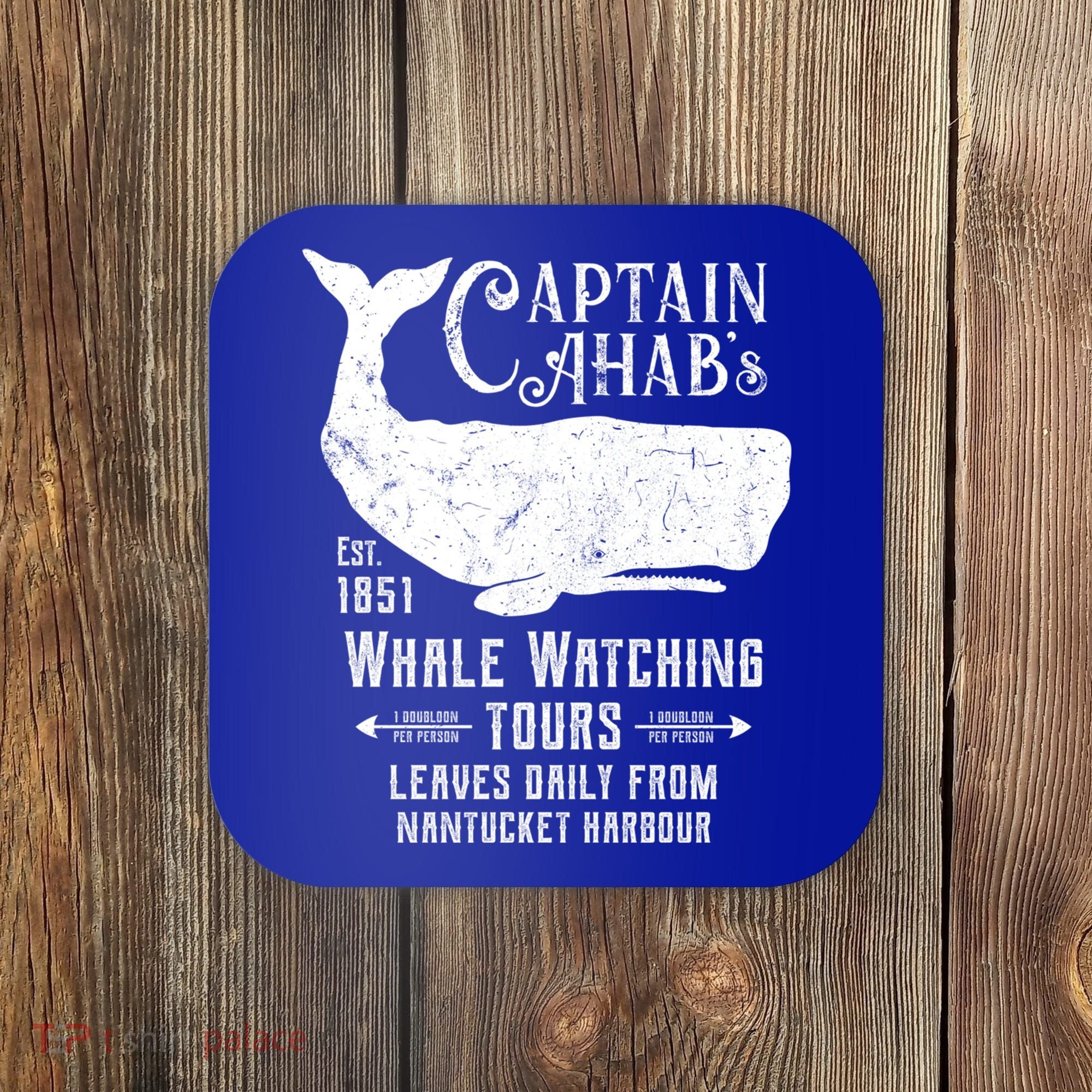 Moby Dick Captain Ahab Whale Watching Funny Sperm Whales Gift Coaster
