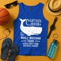 Moby Dick Captain Ahab Whale Watching Funny Sperm Whales Gift Tank Top thumb 4