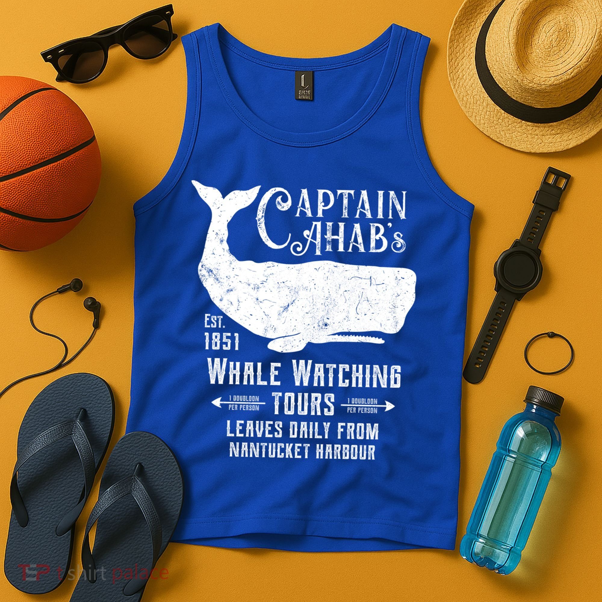 Moby Dick Captain Ahab Whale Watching Funny Sperm Whales Gift Tank Top