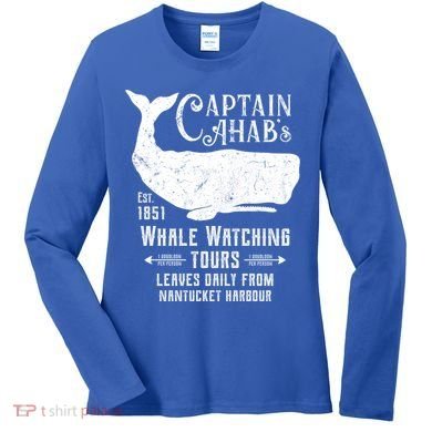 Moby Dick Captain Ahab Whale Watching Funny Sperm Whales Gift Women's Long Sleeve Shirt