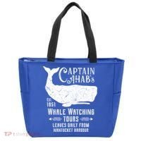 Moby Dick Captain Ahab Whale Watching Funny Sperm Whales Gift Tote Bag thumb 0