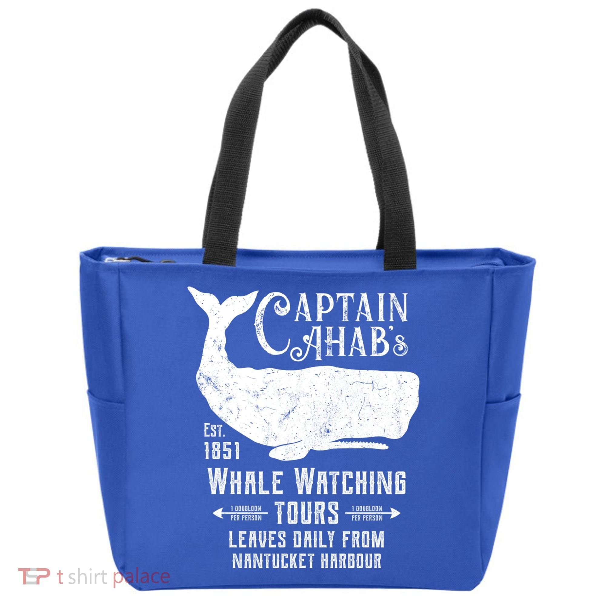 Moby Dick Captain Ahab Whale Watching Funny Sperm Whales Gift Tote Bag