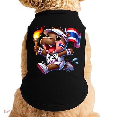 Moo Deng Cute Baby Hippo Thailand Running Marathon Doggie Tank