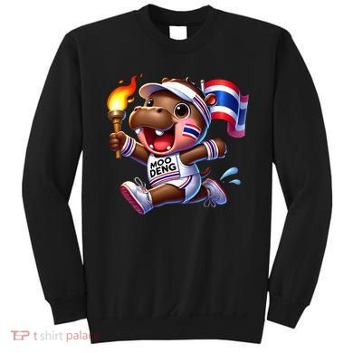 Moo Deng Cute Baby Hippo Thailand Running Marathon Sweatshirt