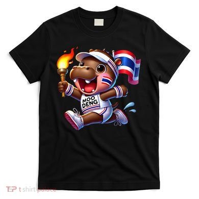 Moo Deng Cute Baby Hippo Thailand Running Marathon T-Shirt