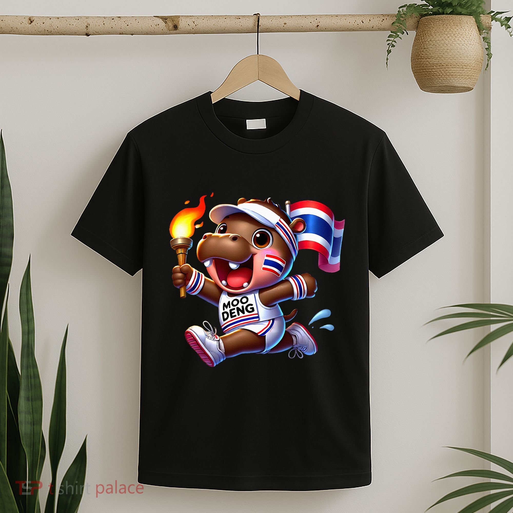 Moo Deng Cute Baby Hippo Thailand Running Marathon T-Shirt