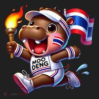 Moo Deng Cute Baby Hippo Thailand Running Marathon Beanie thumb 2