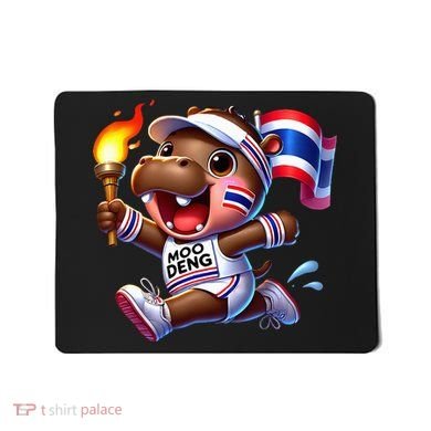 Moo Deng Cute Baby Hippo Thailand Running Marathon Mousepad