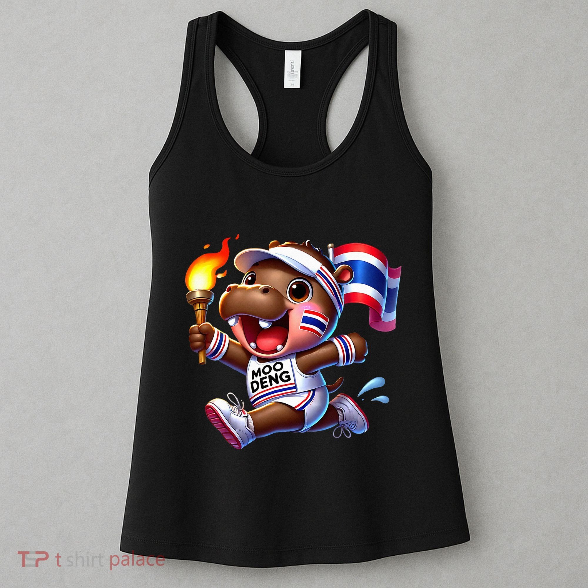 Moo Deng Cute Baby Hippo Thailand Running Marathon Women's Tank Top