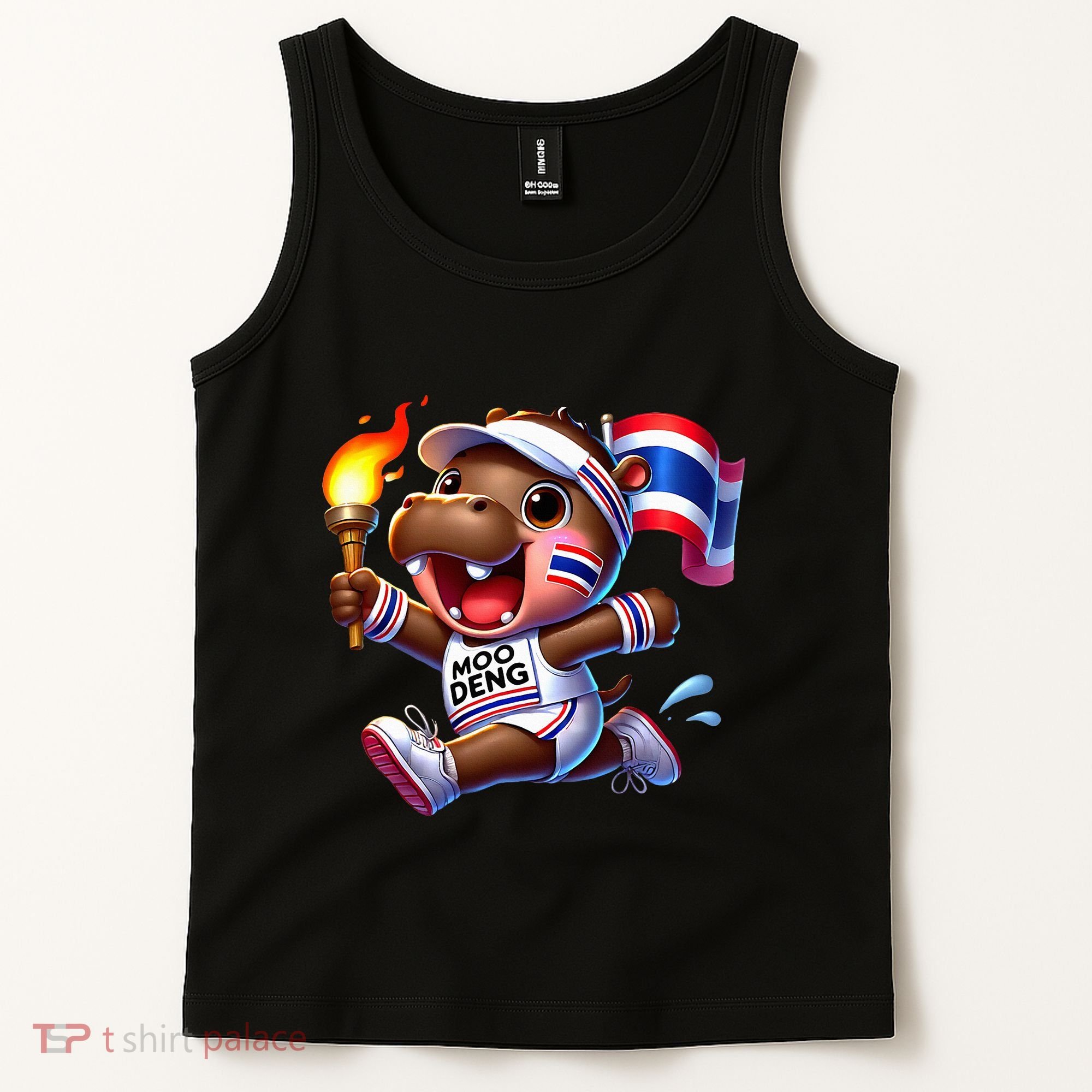 Moo Deng Cute Baby Hippo Thailand Running Marathon Tank Top