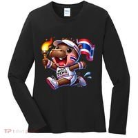 Moo Deng Cute Baby Hippo Thailand Running Marathon Women's Long Sleeve Shirt thumb 0