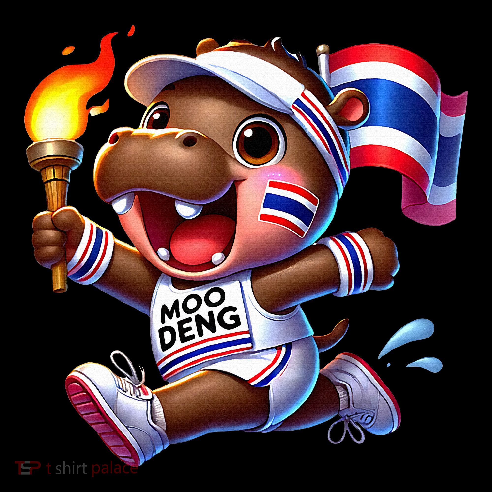 Moo Deng Cute Baby Hippo Thailand Running Marathon Women's T-Shirt