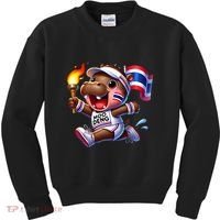 Moo Deng Cute Baby Hippo Thailand Running Marathon Kids Sweatshirt thumb 0