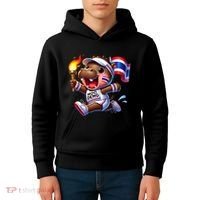 Moo Deng Cute Baby Hippo Thailand Running Marathon Kids Hoodie thumb 4