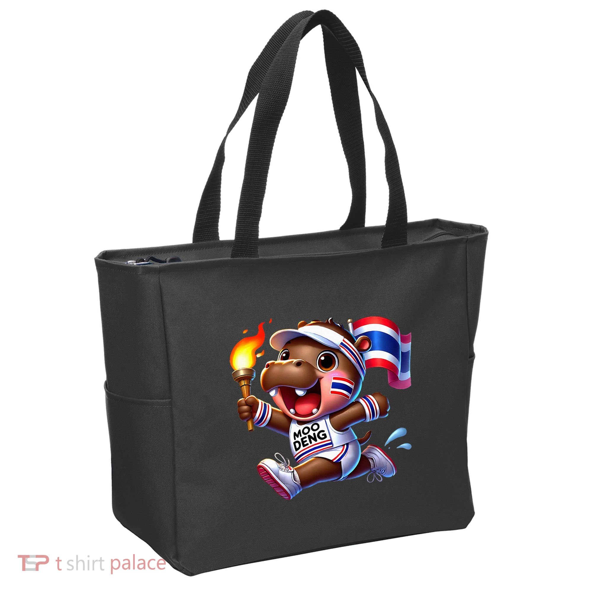Moo Deng Cute Baby Hippo Thailand Running Marathon Tote Bag