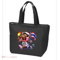 Moo Deng Cute Baby Hippo Thailand Running Marathon Tote Bag thumb 3