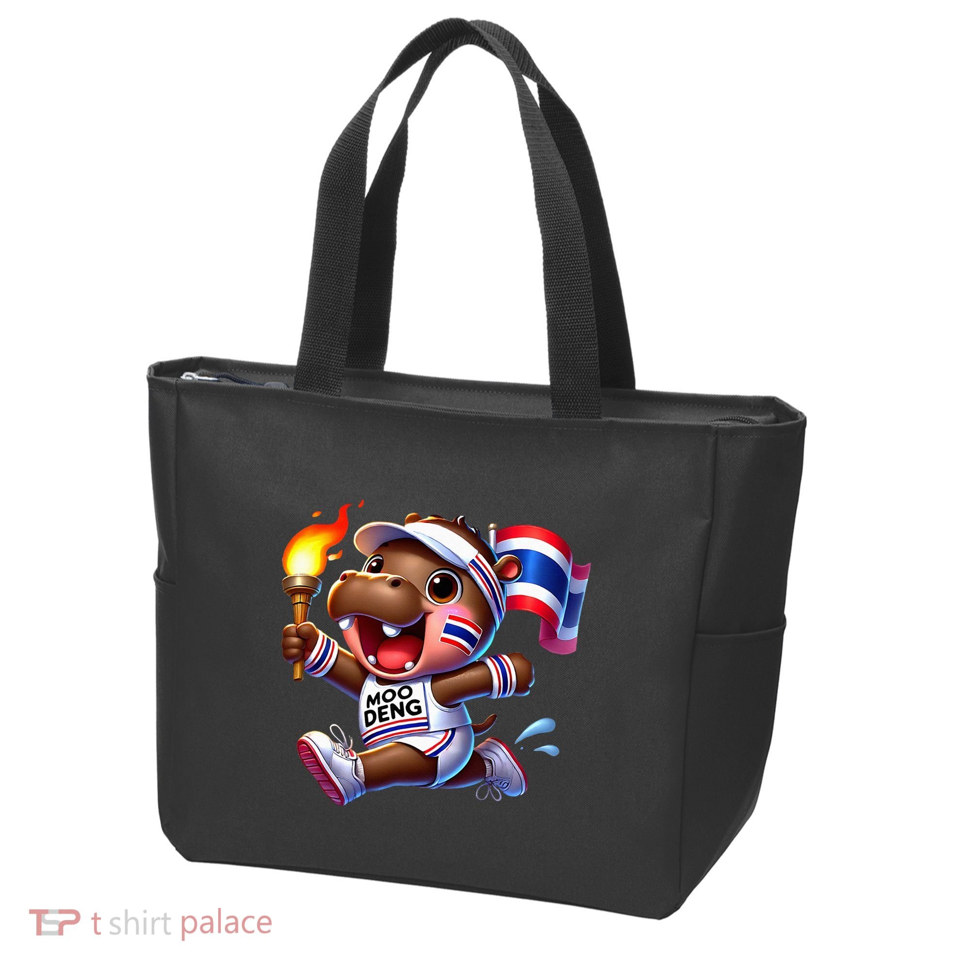 Moo Deng Cute Baby Hippo Thailand Running Marathon Tote Bag