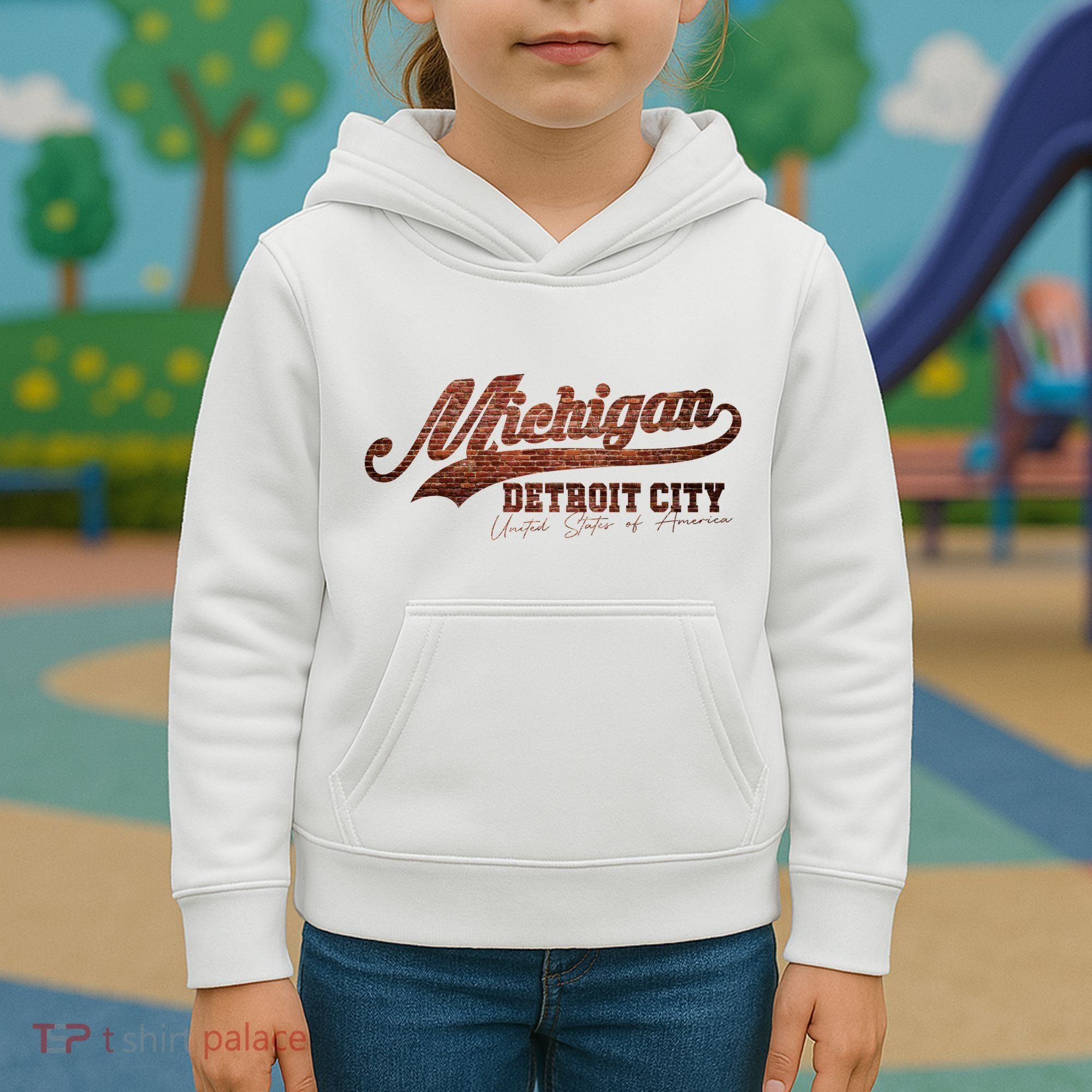 Michigan Detroit City Bricks Kids Hoodie